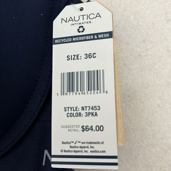 Nautica Women's Navy Bra Sustainably Crafted Recycled Microfiber/Mesh SZ 36C NWT - Picture 2 of 8